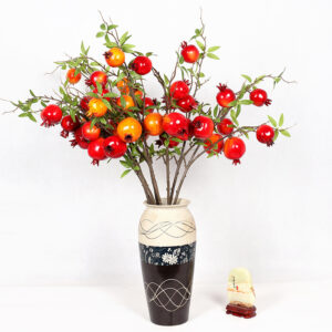 Artificial Pomegranate Branch Faux Fruit Stem for Living Room Decor Floral Arrangements and Seasonal Displays SKU: SINO-0052