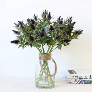 Artificial Eryngium Flower Plant, Faux Plastic Real Touch Flower, Creative Artistic Arrangement, Home Decoration Artificial Plant Two Styles SKU: SINO-0062