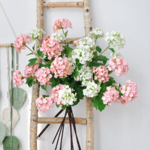 Elegant Artificial 3-Head Wood Hydrangea, Ins Style Faux Floral Wall Arrangement for Home Decor, Wedding Ceiling & Soft Furnishing Decoration SKU: SINO-0080