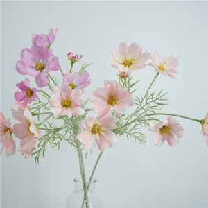 Natural Style Princess Cosmos Artificial Flower Single Stem Faux Floral Branch for Home Decoration Wedding Arrangement Wholesale SKU: SINO-0110